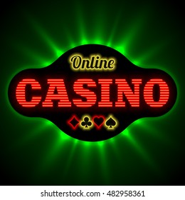 Online casino banner with playing card suit. Vector illustration.