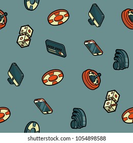Online casino color outline isometric pattern