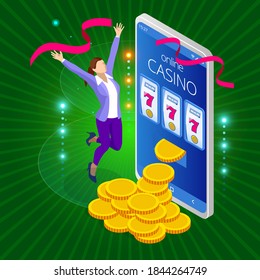 Online Casino Concept. Online Big Slots Casino Marketing Banner, Gaming Apps