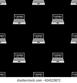 On-line casino. dice on a laptop monitor. Flat design.