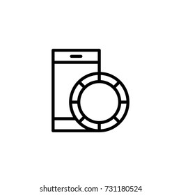 Online casino flat icon. Single high quality outline symbol of gambling for web design or mobile app. Thin line signs of casino for design logo, visit card, etc. Outline logo of lottery.