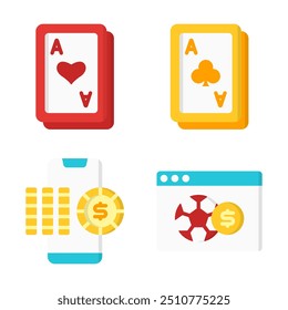 Casino Online e Jogos Online Cor Ícone e Elemento Gráfico Recurso