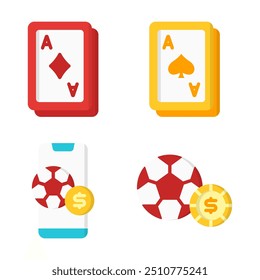 Casino Online e Jogos Online Cor Ícone e Elemento Gráfico Recurso