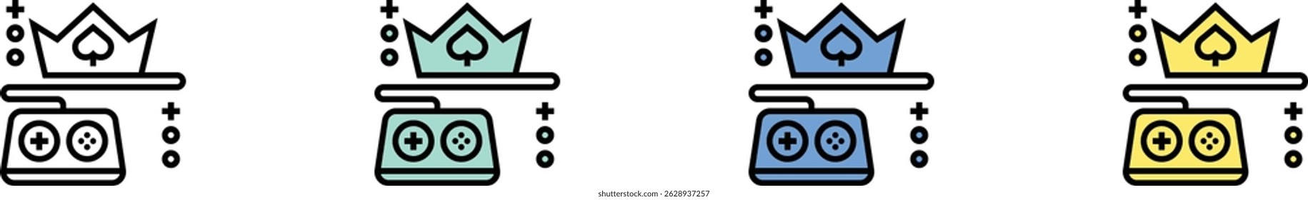online casino icon. Outline, Green, Blue and Yellow Style Design Isolated On White Background