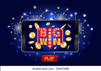 Online casino marketing banner, tap to play button.