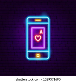 Online Casino Neon Sign. Vector Illustration of Game Promotion.