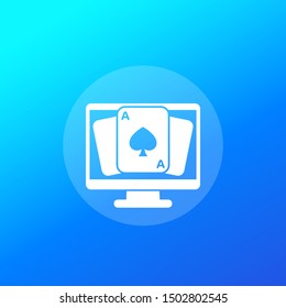 online casino, poker icon, vector