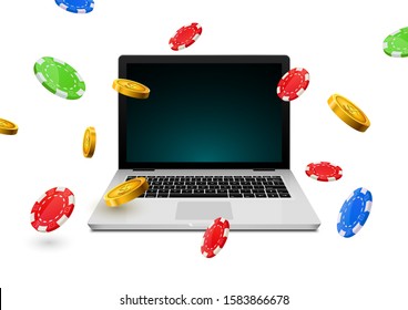 Online casino poker vector backgorund laptop gambling.