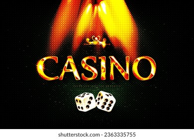 Online casino, red banner with smartphone, red slot machine, Casino Roulette, poker chips and playing cards.