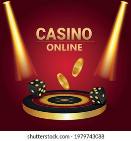 Online casino vip vector illustration with 3d roulette wheel and gold coin