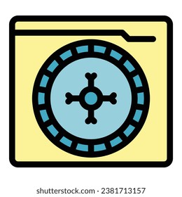 Online casino wheel icon outline vector. Winner reward. Prize lucky color flat