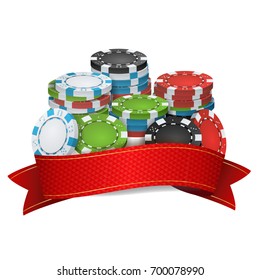 Online Casino Winner Background Vector. Poker Chips Illustration. Cash Winning Prize Money Concept Illustration
