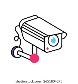 Online Cctv Vector Icono de estilo de ilustración de contorno lleno. Archivo EPS 10