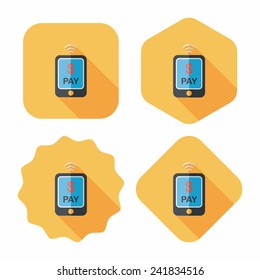 online cell phone shopping flat icon with long shadow,eps10