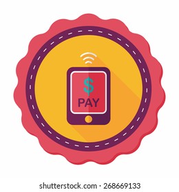 online cell phone shopping flat icon with long shadow,eps10