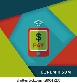 online cell phone shopping flat icon with long shadow,eps10