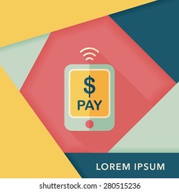 online cell phone shopping flat icon with long shadow,eps10