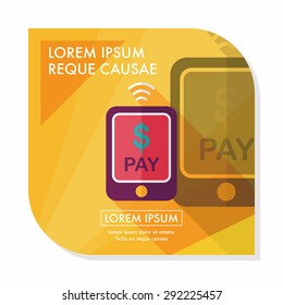 online cell phone shopping flat icon with long shadow,eps10