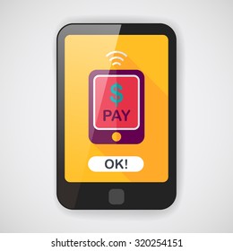 online cell phone shopping flat icon with long shadow,eps10