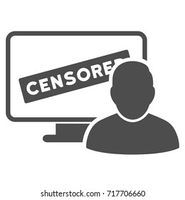 Online Censorship User vector pictogram. Style is flat graphic grey symbol.
