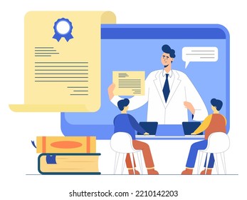 Online certificate course concept illustration