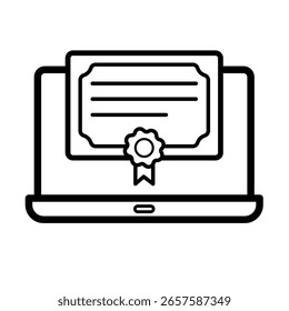 Online certificate, digital diploma - vector icon	