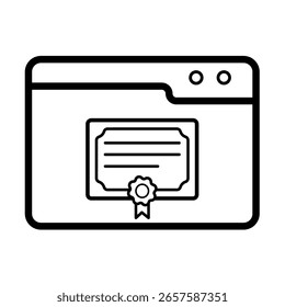Online certificate, digital diploma - vector icon	