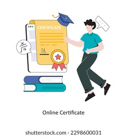 Online-Zertifikat flach Design, Vektorgrafik. Stockillustration