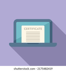 Online certificate icon flat vector. Degree education. School study