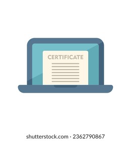 Online certificate icon flat vector. Degree education. School study isolated