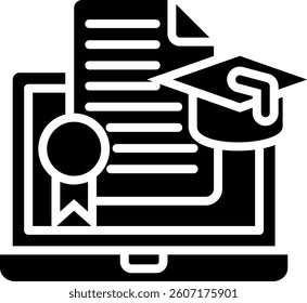 Online Certificate Icon Glyph Vector Illustration