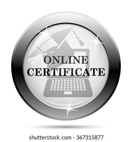 Online certificate icon. Internet button on white background. EPS10 vector.
