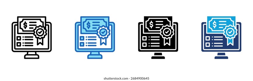 Online-Zertifikatssymbol Multi-Style-Vektorgrafik