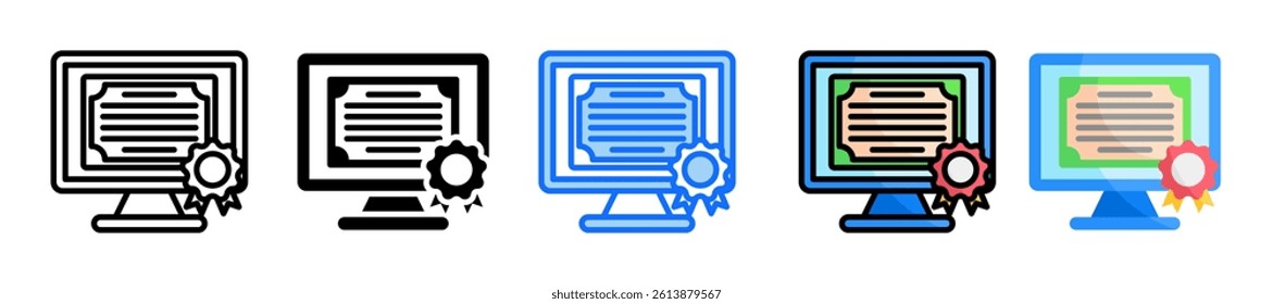 Online Certificate Icon Set Multiple Style Collection