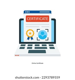 Online Certificate Vector Flat Icons. Simple stock illustration stock