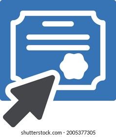 icono de color de glifo vectorial de certificado en línea
