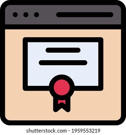 online certificate vector line colour icon
