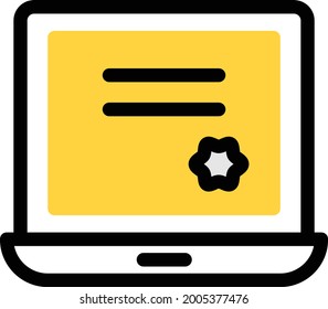 online certificate vector line colour icon