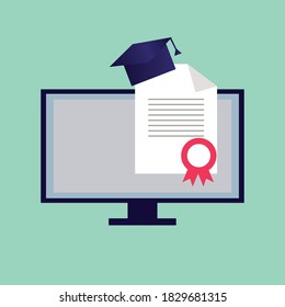 online certification flat vector illustration