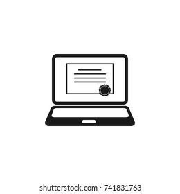 Online certification icon on white background