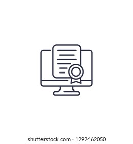 online certification vector line icon