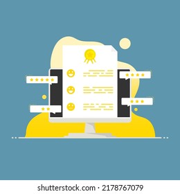 Online Channel Zufriedenheit Score, Digital Marketing Illustration.