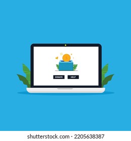 Online Charity Donation Flat Vector Illustration 