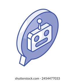 Online chat bot isometric icon in trendy style