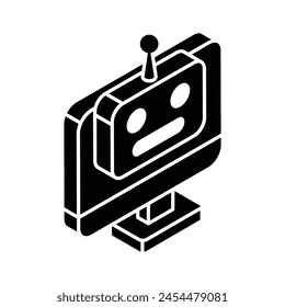 Online chat bot isometric icon in trendy style