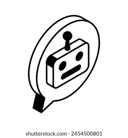 Online chat bot isometric icon in trendy style