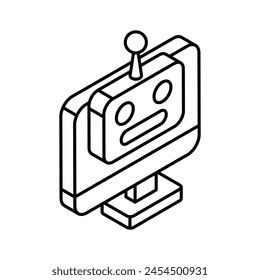 Online chat bot isometric icon in trendy style
