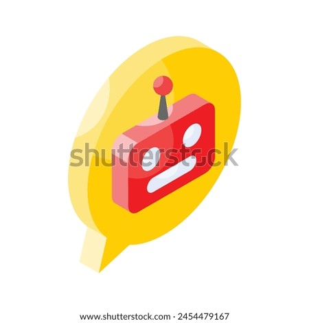 Online chat bot isometric icon in trendy style