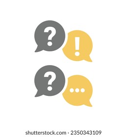 Online chat bubble with exclamation and question mark. Help and FAQ, communication and talking balloon vector icon set.