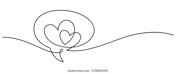online chat bubble love message continuous line drawing minimalist art decoration